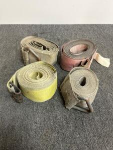 4 Heavy-Duty 4" x 27' Flat Hook Winch Straps, Polyester, Mixed Colors, 5,400 lb WLL