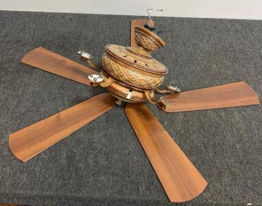Hampton Bay 52" Ceiling Fan, 5 Blades, Bronze Antique Finish, Remote, Light Kit, Needs Repair