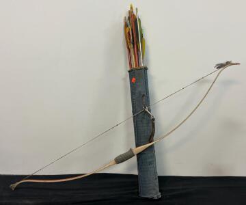 Ben Pearson Junior Jet 331 Vintage Recurve Bow Set, Aluminum/Wood Arrows, Denim Quiver USA