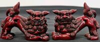 Chinese Dragon Boat Figurine Set, Eight Immortals, Foo Dogs, Red Resin, Stand & Accessories - 3