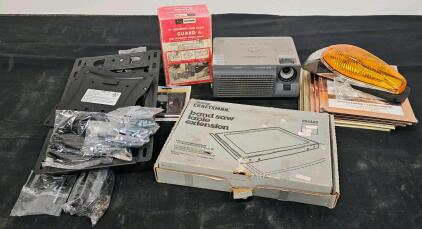 Mitsubishi SD105U DLP Projector 1500 Lumens SVGA 800x600, 2000:1 Contrast, Inputs: VGA/AV (Could Not Test), TV Wall Mount w/ Hardware, Craftsman Bandsaw Extension, 7" Molding and Dado Guard, Bike Light, Aged Brass Finish Light Switch Cover, Set of 5 Pictu
