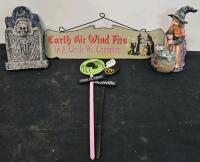 Large Lot Halloween & Autumn Decor - Skulls, Pumpkin Bowls, Candle Kits, Figurines, Crafts - 8
