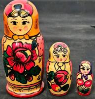 Russian Nesting Dolls Lot &ndash; Soviet Leaders Set of 5 & Floral Matryoshka Set of 3, Hand-Painted Wood - 4