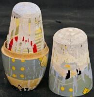 Russian Nesting Dolls Lot &ndash; Soviet Leaders Set of 5 & Floral Matryoshka Set of 3, Hand-Painted Wood - 5