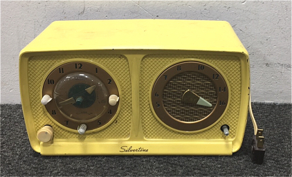 Vintage Yellow Silver Tone Radio