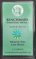Benchmark Strategic Metals .999 Fine Gold Bar, 1/2 Grain, Serial 1025989, USA, Certificate - 2