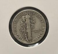 1942 & 1943 Mercury Silver Dimes, Philadelphia Mint, 90% Silver, Circulated, Lot Of 2 Coins - 3