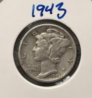 1942 & 1943 Mercury Silver Dimes, Philadelphia Mint, 90% Silver, Circulated, Lot Of 2 Coins - 4