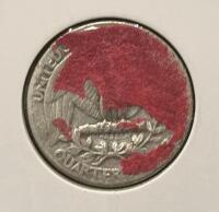 1947 Washington Quarter 90% Silver Coin, Heavy Reverse Paint Damage, 2x2 Flip Holder - 4