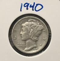 1940-S & 1941-S Mercury Dime Pair, 90% Silver, San Francisco Mint, Circulated, US Coins - 2