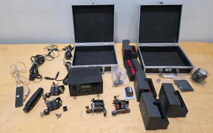 Professional Tattoo Machine Kit: Coil Machines, Rotary Pens, Digital Power Supply, 2 Cases