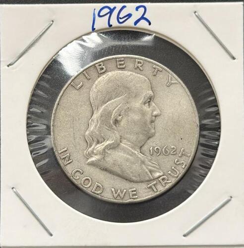 1962-D Franklin Half Dollar 90% Silver 50&cent; Coin, Denver Mint, Circulated