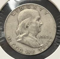 1962-D Franklin Half Dollar 90% Silver 50&cent; Coin, Denver Mint, Circulated - 3