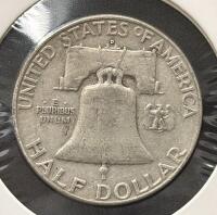 1962-D Franklin Half Dollar 90% Silver 50&cent; Coin, Denver Mint, Circulated - 4
