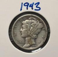 1943 & 1944 Mercury Dimes &ndash; 90% Silver, Circulated, US Coins, Adolph Weinman Design - 2