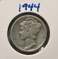 1943 & 1944 Mercury Dimes &ndash; 90% Silver, Circulated, US Coins, Adolph Weinman Design - 4