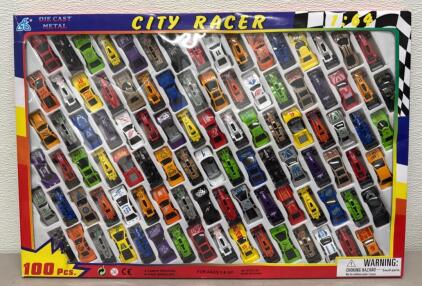 City Racer Die-Cast Metal 100 Car Set, 1:64 Scale, Mixed Styles, NO.VE-00100