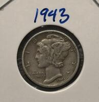 1937 & 1943 Mercury Dimes, 90% Silver, Philadelphia Mint, Adolph Weinman Design, Lot Of 2 - 4