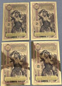 (4) Idaho 1/4 Goldback Notes, 2026 Issue, 24K Gold, Justitia Design