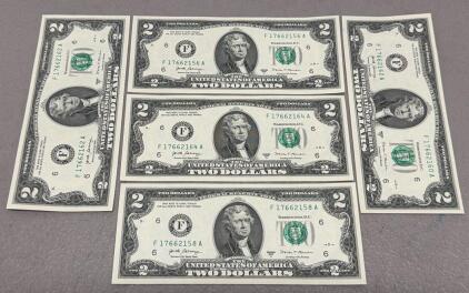 2017A $2 Federal Reserve Notes, Atlanta District, 5 Uncirculated, Jefferson Portrait