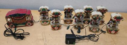 Mr. Christmas Holiday Carousel Animated Lighted Ornament Set with Music Box & Adapter, 8 Horses POWERS ON