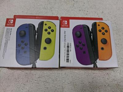 Nintendo Joy-Con Controllers Blue/Neon Yellow & Purple/Neon Orange, 4 Pack, Boxed, Straps Included