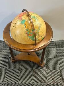Replogle 16" Illuminated Floor Globe, Wood Stand, Casters, Antique Political Map, Chicago USA Tested