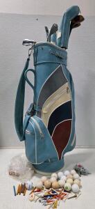 Vintage Wilson Staff Patty Berg Golf Club Set, 11 Clubs (3-9 Irons, 1-7 Woods), Blue Bag, Balls & Tees