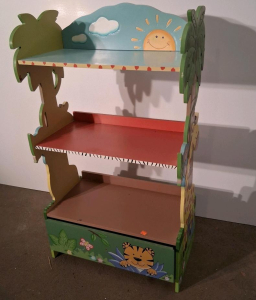 Fantasy Fields Sunny Safari 3-Tier Bookshelf with Drawer, Jungle Theme, 21.89" x 11.5" x 37.99"
