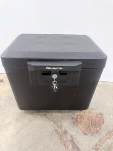 SentrySafe Fireproof Waterproof Security Chest, Key Lock, Black, Approx. 0.17 Cu Ft, 2 Keys