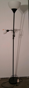 Black Metal Combination Torchiere and Adjustable Reading Floor Lamp, 71 in Height, Dual E26 Sockets (Turns On)