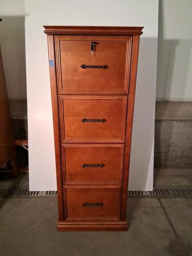 4-Drawer Wooden Vertical Filing Cabinet with Lock, Medium Brown Finish, 54"x21"x18"