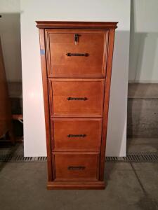 4-Drawer Wooden Vertical Filing Cabinet with Lock, Medium Brown Finish, 54"x21"x18"