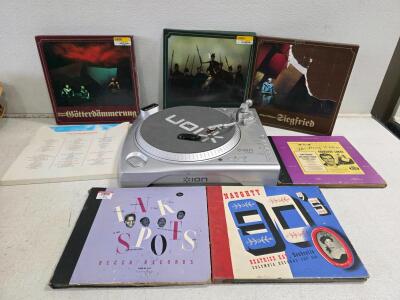 Powers on Ion Record /Ipod player, 5 complete Record sets and 2 partials