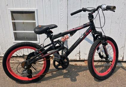 Genesis Terra 2.0 Full Suspension 20" Kids Mountain Bike, 6-Speed, Black/Red, Steel Frame