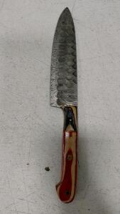 Custom Damascus-Style 8-Inch Chef Knife With Resin-Infused Wood Handle