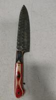 Custom Damascus-Style 8-Inch Chef Knife With Resin-Infused Wood Handle - 2