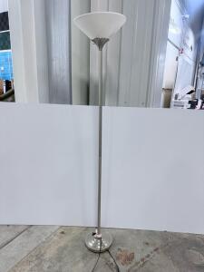 Brushed Nickel Torchiere-Style Floor Lamp, 71 In Tall, Rotary Switch, White Shade
