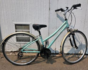 Mercier Elle Hybrid City Bike, 7-Speed, 700c Wheels, Step-Through Frame, Light Teal