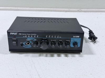 Pyle PTA4 Stereo Power Amplifier, 2x120W Max, 2-Channel, AUX/CD/MIC Inputs