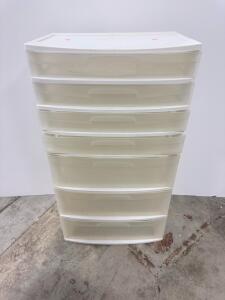 Sterilite 5 Drawer Wide Tower Plastic Storage Organizer, White/Clear, 21.875" x 15.25" x 31.5"