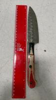 5.5" Damascus Chef's Knife With Custom Multi-Color Wood Handle - 3
