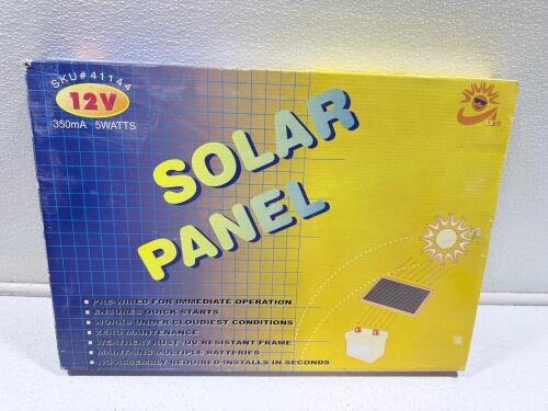 5W 12V Monocrystalline Solar Panel, SKU#41144, 0.35A Output, IP65 Rated