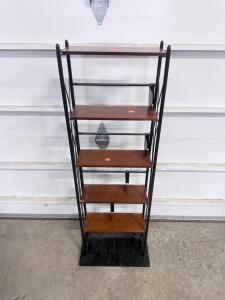 Metal And Wood 5-Shelf Bookcase Freestanding Unit, 60"H x 24"W, Black/Brown