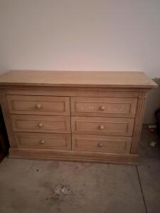 Traditional 6-Drawer Wooden Dresser, Light Tan Finish
