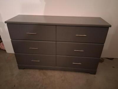 6-Drawer Dresser, Dark Gray Finish, Metal Handles