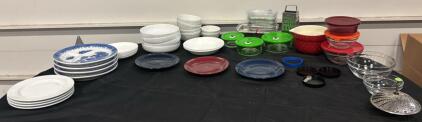 Blue Willow Plates, White Bowls, Glass Storage, Grater, Bakeware, And More