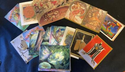 Art Nouveau, Fantasy, Costume & Botanical Greeting Cards Lot &ndash; 15 Unused, Vtg & Modern Reprints ( R12 )