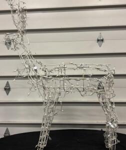 White Outdoor 4.5-Ft Lighted Deer Decoration, Metal Frame, Holiday Yard Sculpture