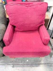 Pink Upholstered Armchair, Modern Style, Removable Cushion, Approx 35"x36"x35", Fabric